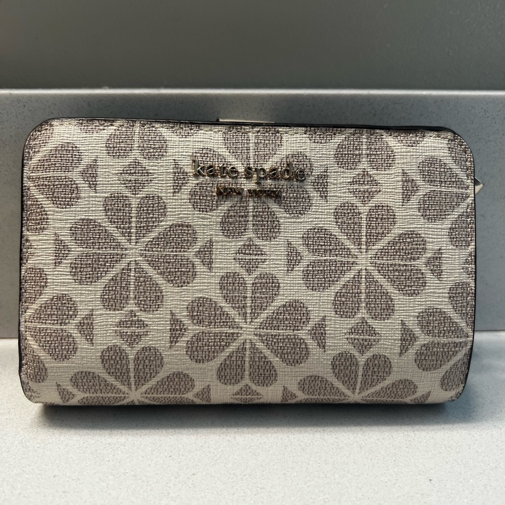 Kate Spade Beige and Brown Signature Print Wallet